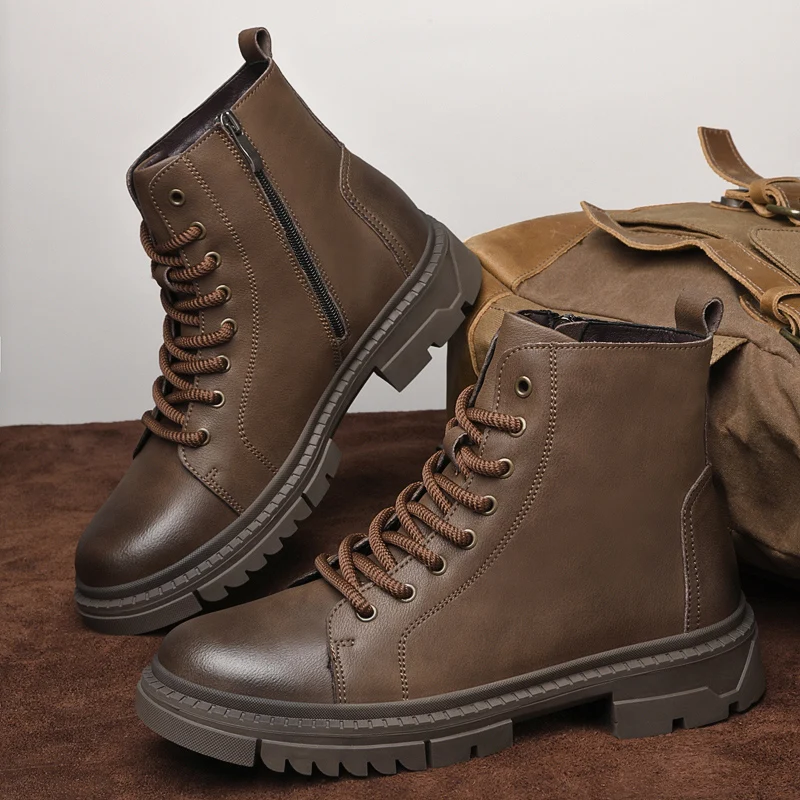 أحذية المشي لمسافات طويلة في الهواء الطلق للرجال، المشي لمسافات طويلة السفر التخييم الأحذية الجلدية، أحذية الكاحل الجلدية لجميع المواسم، أحذية رجالية عادية، أحذية العمل الرجعية