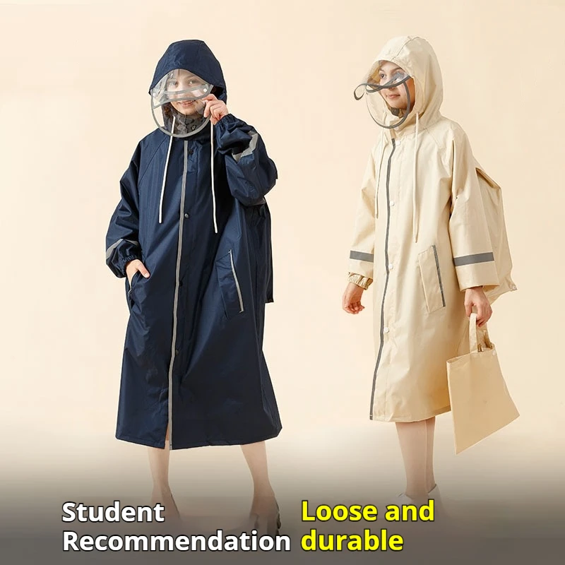 Chunya Textile Large Junior High School Raincoat 7-12 Years Old Windbreaker Rainproof Long Fat Design for Storms