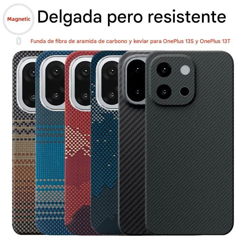 For oneplus 13 s case kevlar 600d carbon aramid fiber magsafe ultra thin hard 13 t cover magnetic balck Slim light balck red