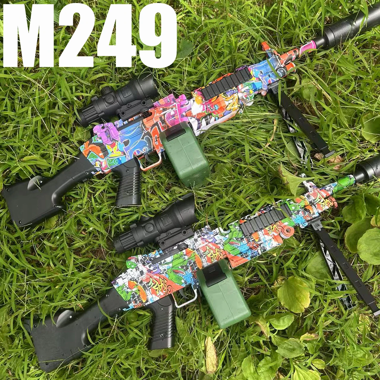 M249 Rivista manuale per alimentazione inferiore Pistola giocattolo Lancia palline di gel da 7-8 mm Giocattolo per ragazzi Gioco all'aperto genitore-figlio Stesso modello