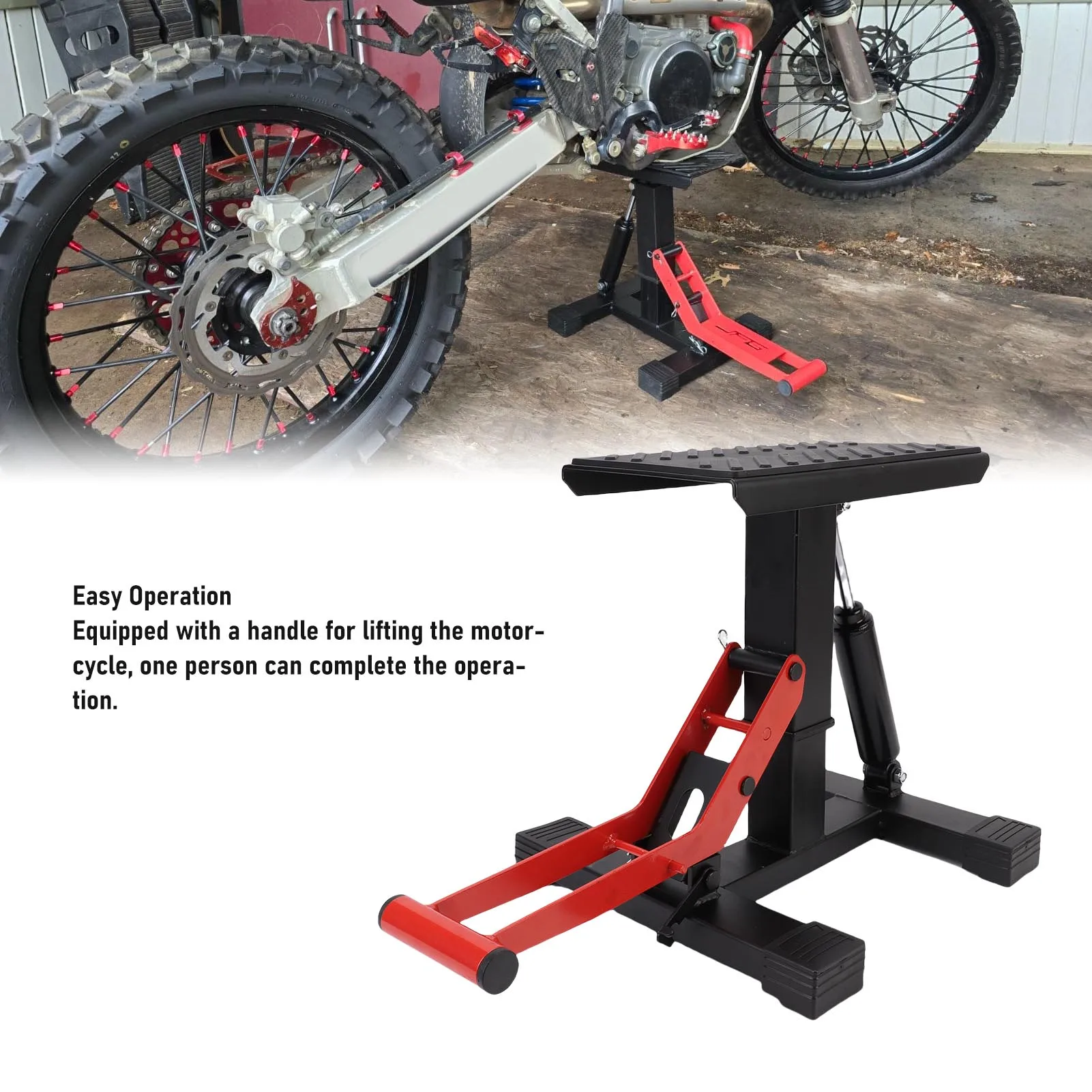 

Dirt Bike Lift Stand Adjustable Height User Friendly Textured Motorcycle Lifting Stand Non Slip Design for Maintenance