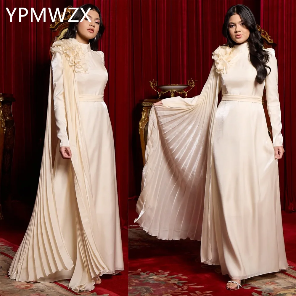 

Customized Women Party Dress Occasion Prom YPMWZX Scoop Neckline A-line Floor Length Skirts Draped Bespoke Dresses Gow