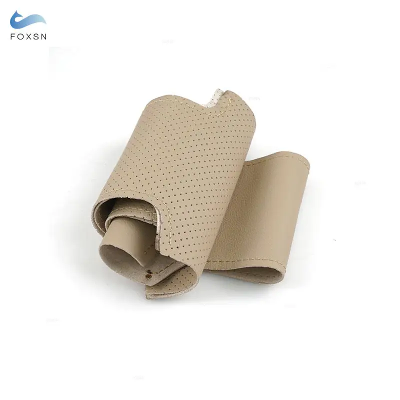 Beige Perforated Leather Hand Sewing Steering Wheel Cover Trim Decorative For Hyundai Tucson 2006 2007 2008 2009 2010-2014