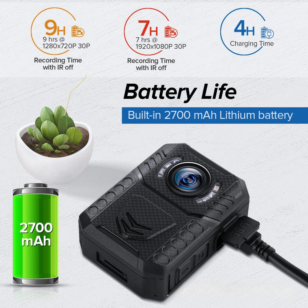 X3H1 Portable Law Enforcement Instrument 1440P 2K Video Body Camera