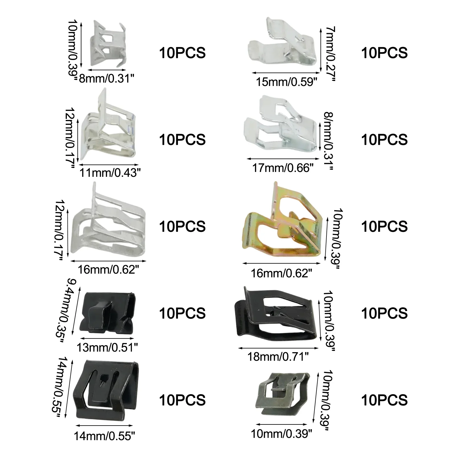 100 Pieces Auto Car Metal U Clip Trim Panel Spring Clips Replacement for Golf Fits A5 Q Series with OEM 4A0867276A