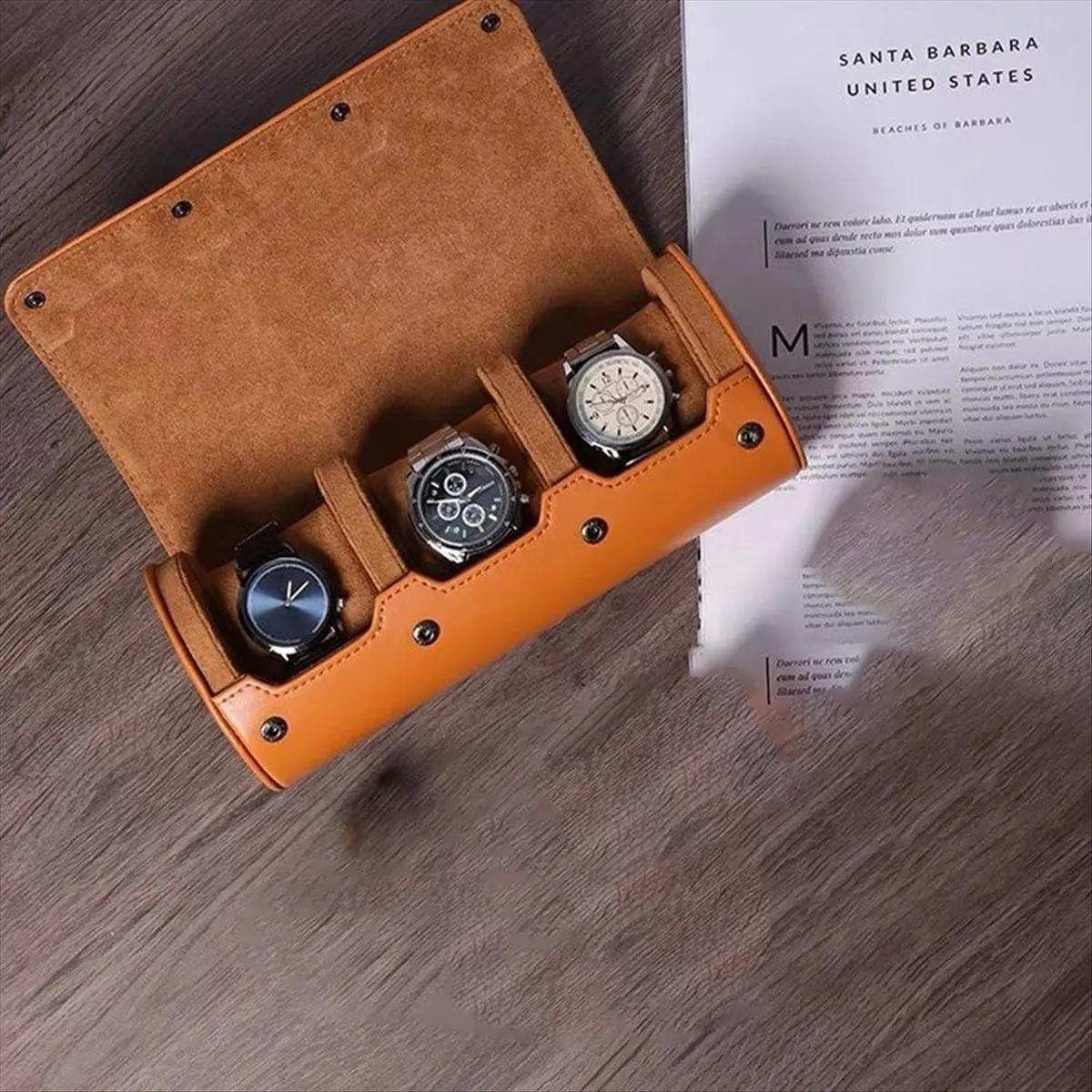 [Trending Offer] Watch Roll Travel Case Watch Box Organizer for Men with 3 Slots Watch Display Storage Portable Watch Case
