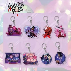 6CM Cartoon Helluva Boss Transparent Key Chains Irregular Moxxie Loona Waterproof Fashion Jewelry Cute Metal Buckle Accessories