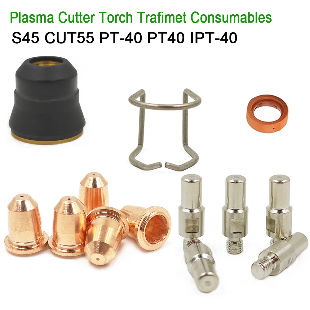 S-45 Plasma Compatible Trafimet S45 Torch Electrode PR0110 Tip 0.8/1.0mm PD0116 Shield Cup PC0116 Diffuser PE0106 Swirl Ring
