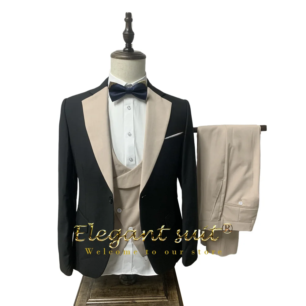 Men's suit high quality 3 piece suit elegant fashion single breasted groom smoking suit wedding men's full suit slim fit