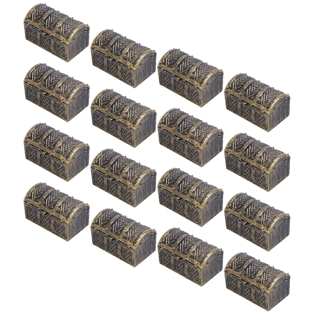 

32Pcs Retro Pirate Treasure Chest Jewelry Box Vintage Trinket Storage Case Desktop Ornament Party Game Prop Plastic Organizer