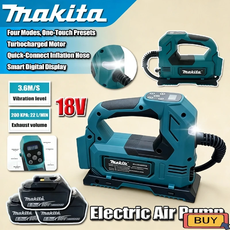 

Makita 18V brushless air Pump Cordless Air Inflator 18V : Portable Tyre Pump with Digital Display for Cars & Motorcycles Tool