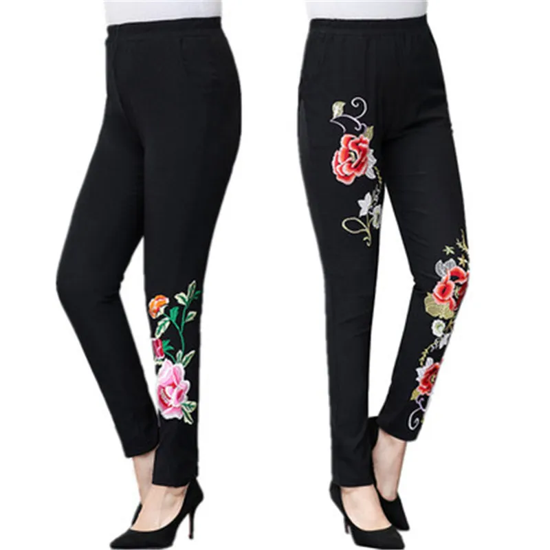 

2022 New Floral Leggings Women Pantalon Femme Breathable Slim Bottoming Leggings High Waist Elastic Thick Warm Trouser Pants A11