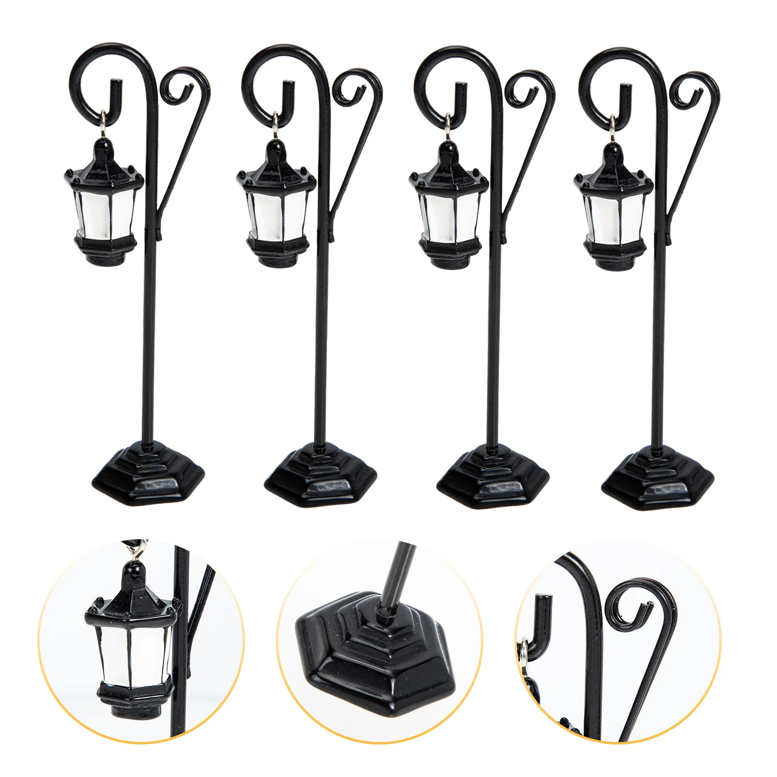 4 Pcs Street Light Clip Desktop Adornment Gift Cards Message Tray Decor Clamp Metal Photo Holder Toy Office