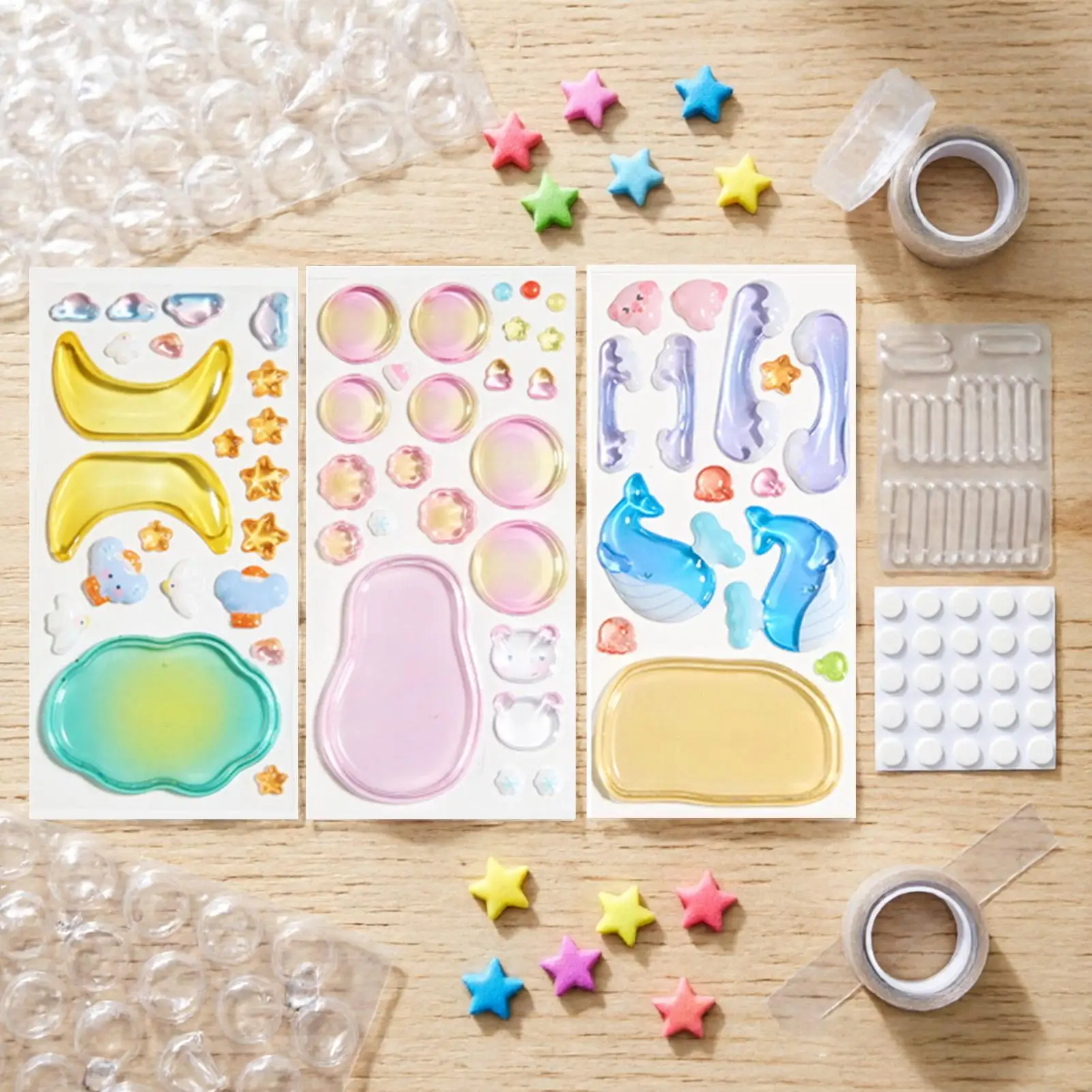 3D Crystal Stackable Stickers Craft Kit 45Pcs DIY Miniature Scene Decal Scrapbook Album Home Desk Ornament