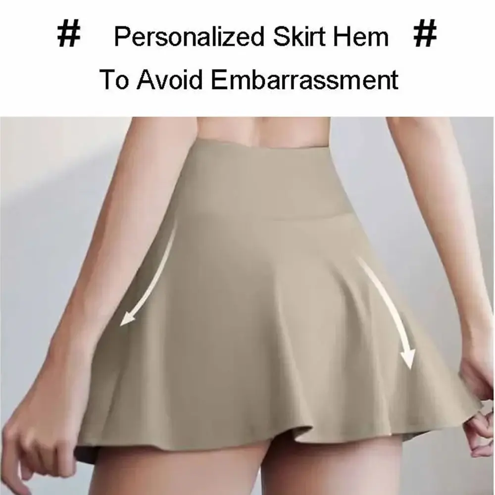

Seamless Cross-waist Women's Tennis Skirts Soft Stretchy Breathable Women Dress High Waist Built-in Shorts Sport Golf Skirt Yoga