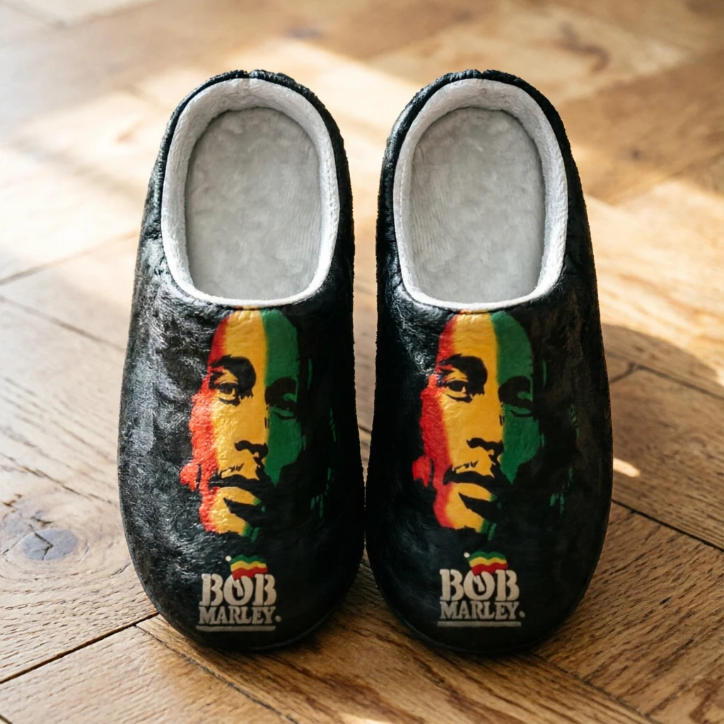 

Bob Marley Winter Cotton Slides Unisex Custom Graphic Print Plush Slippers Warm Indoor Home Shoes For Men Women