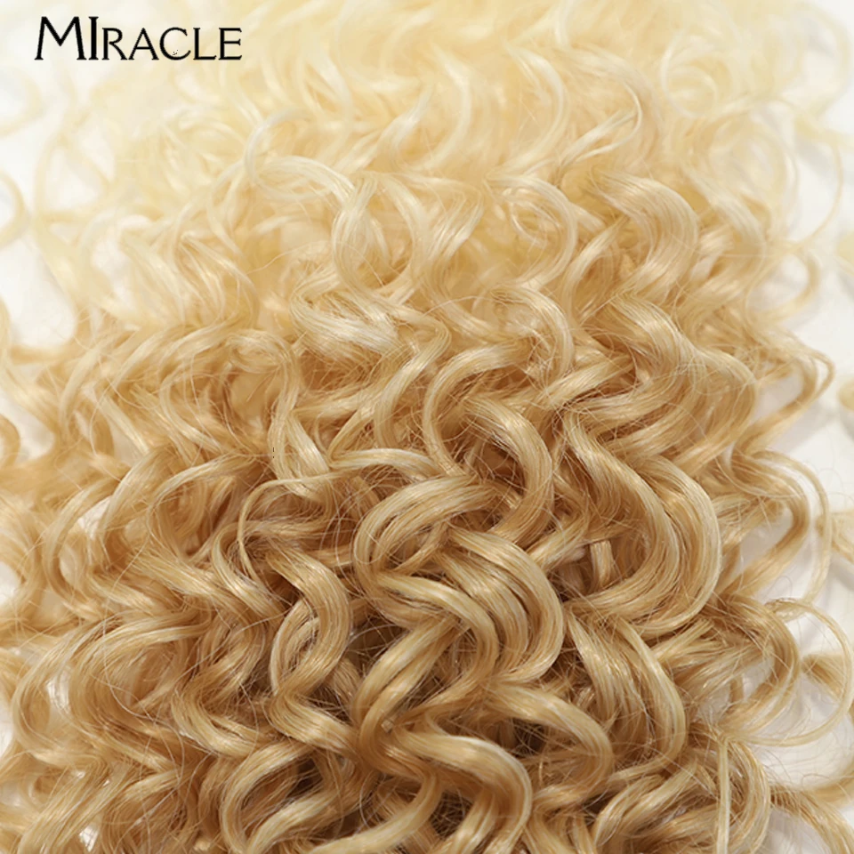 MIRACLE-mechones de pelo sintético para mujer, extensiones de cabello rizado, postizo degradado, Rubio, jengibre, 22 '', 24'', 26 '', 6 unids/set