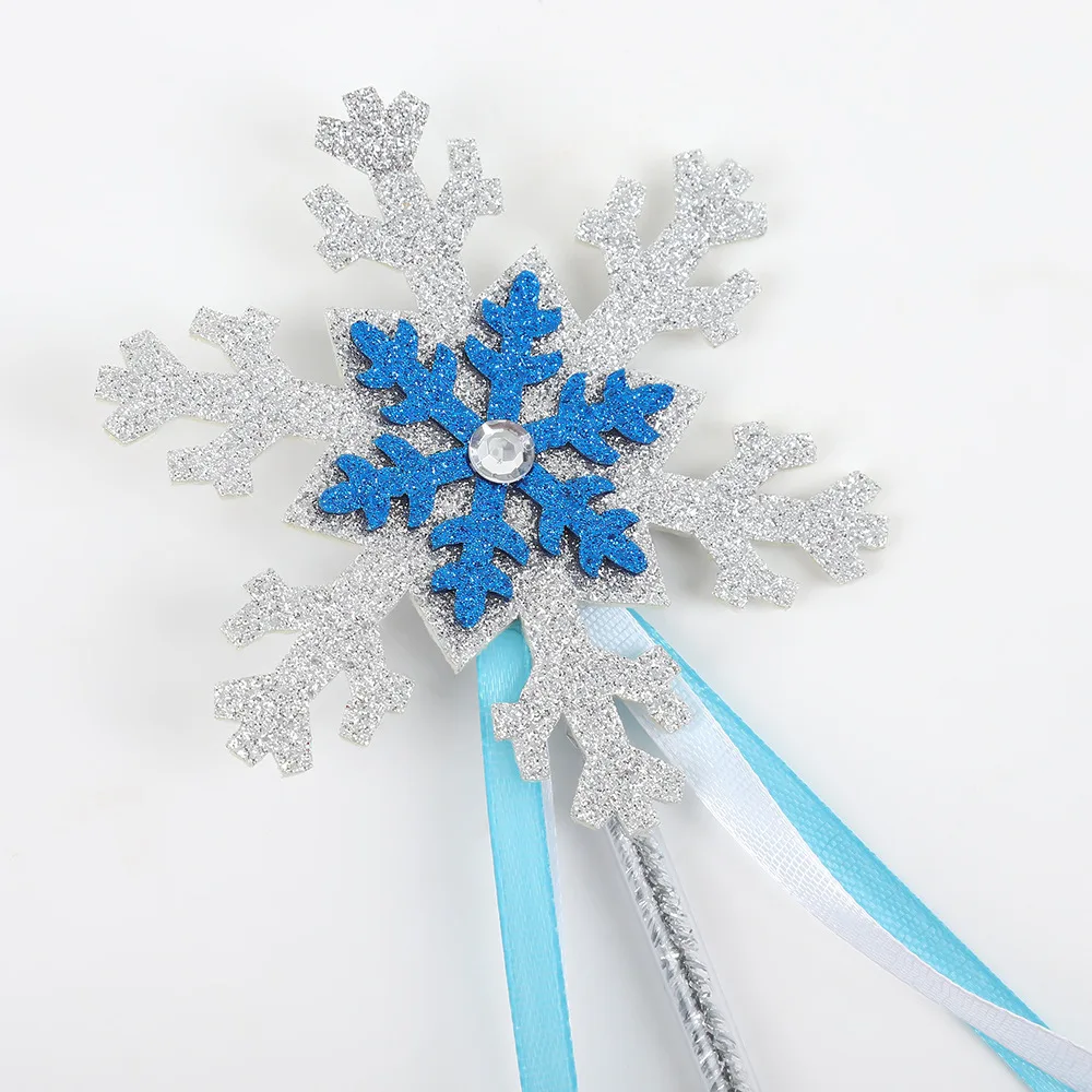 2Pcs Children Snowflake Fairy Wand Cartoon Princess Magic Wand Girls Birthday Party Role Play Decoration Accessories