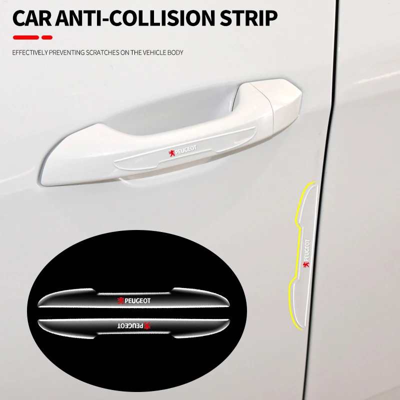 Car Door Edge Transparent Anti Scratch Protection Strips Bumper Scuff Sticker For Peugeot 408 5008 RCZ 208 3008 2008 206 207 307