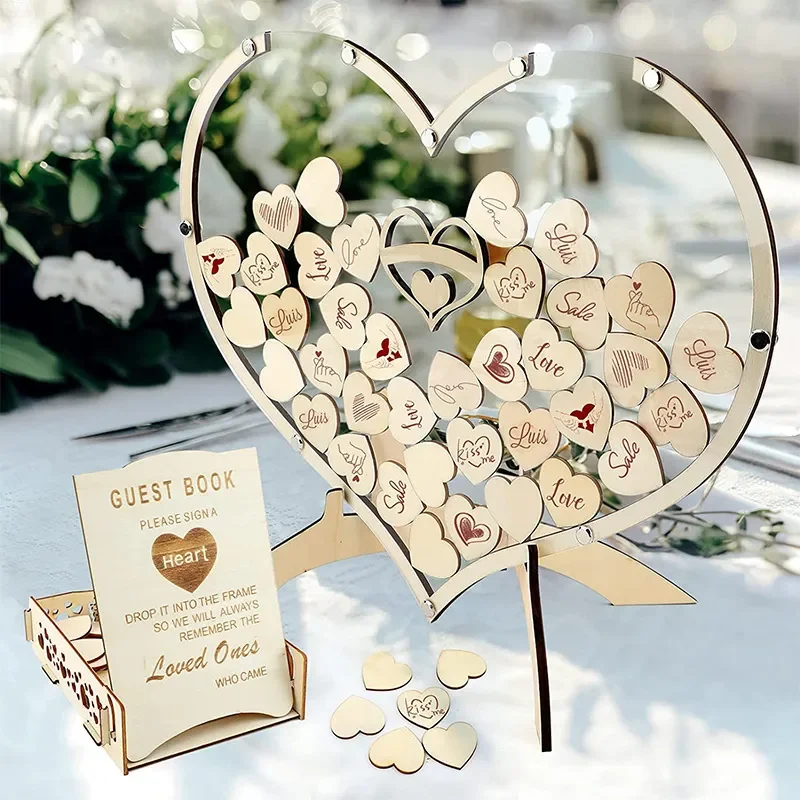 New Creative Transparent Heart Shaped Acrylic Wedding Sign In Card Birthday Party Decoration Guest Book