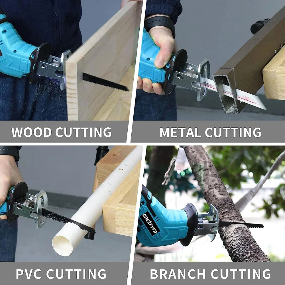 Electric Cordless Reciprocating Saw Adjustable Speed Chainsaw Wood Metal PVC Pipe Cutting Tools for Makita 18V  (No Battery)