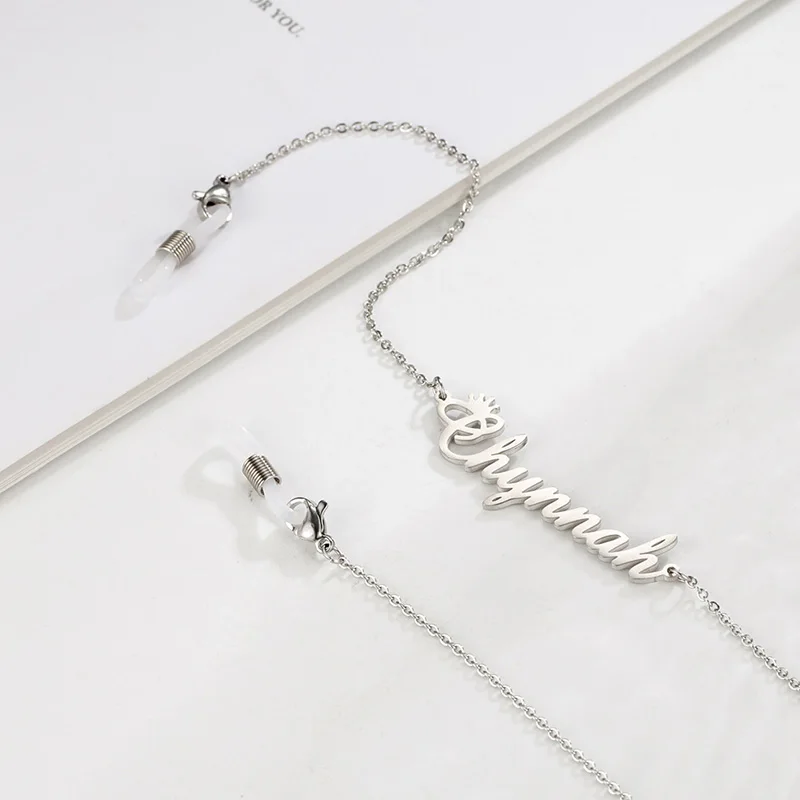 Custom Summer Sun Glasses Chain Necklace Name Personalized Pendant Gift For Women Men Couple Family Stainless Steel Jewelry