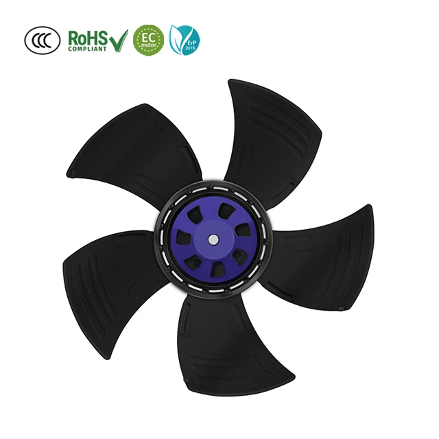 Kipas Aksial EC 230V 350mm 210W dengan Baling-Baling Plastik untuk Pemasangan di Langit-langit untuk Peralatan Ventilasi