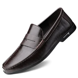 Genuine Leather Men Shoes Casual Men Loafers Breathable Office Formal Shoes Men Designer Slip on Driving Shoes Plus Size 38-46