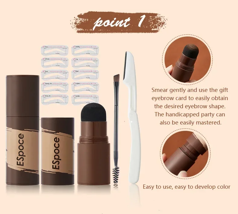 Pudaier Complete Eyebrow Powder Stamp Shaping Kit แปรงสีคิ้วดินสอเขียนคิ้ว Eye Brows Stencil เส้นผมเพิ่ม Stick