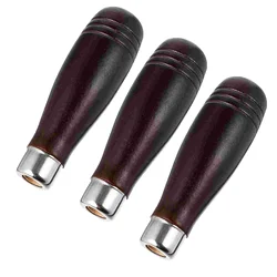 3Pcs Ergonomic Wooden Handle File Handle Replacement Durable Impact Resistant Metalworking Woodworking Rasp Screwdriver Drill