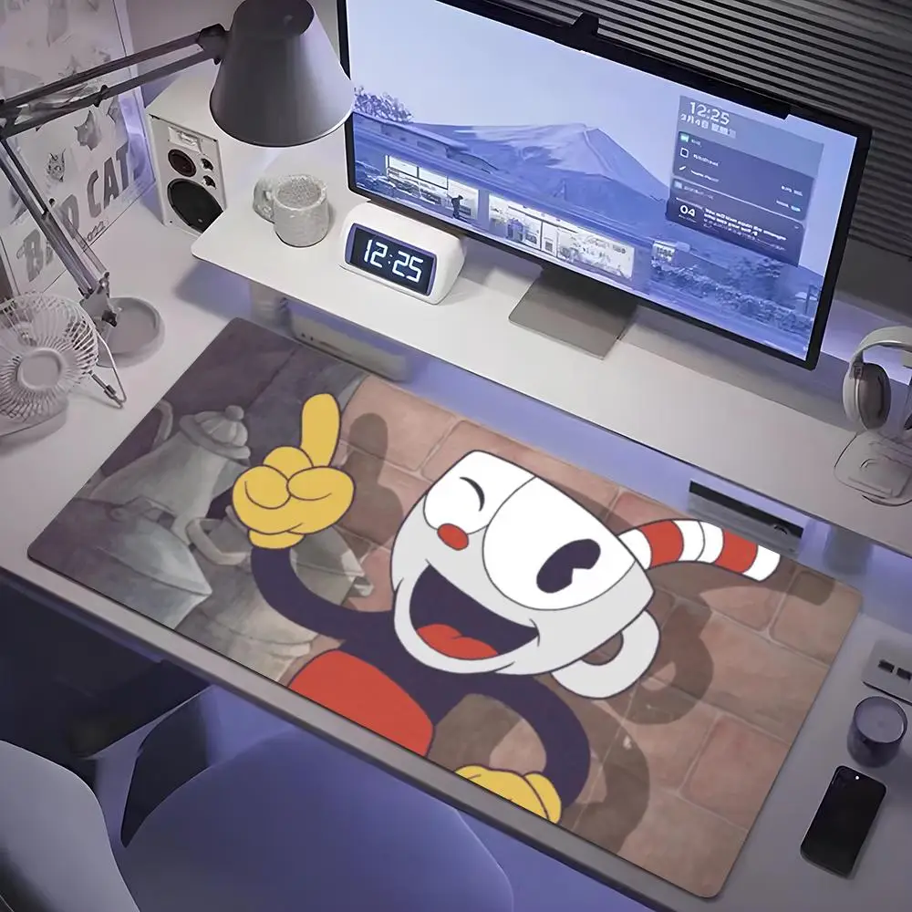 

Cuphead Mouse Pad Tablet mouse Pad Laptop xl desktop mouse pad, cute HD Rainbow Gaming keyboard pad, csgo Player, 90x40