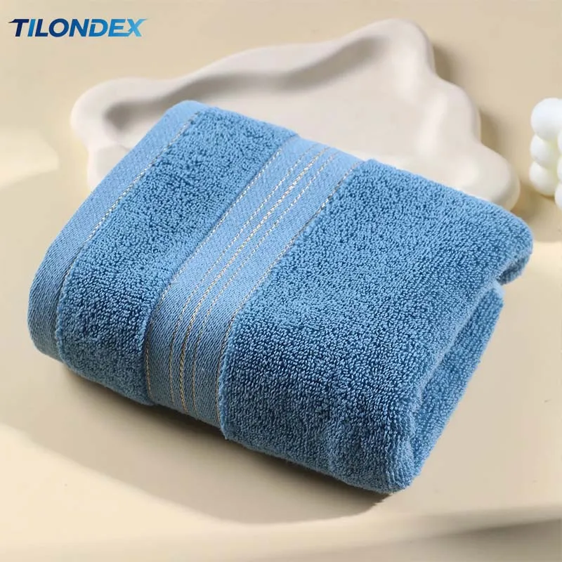 TILONDEX 100% Cotton Towels 35x75cm Set of 3 Ultra Absorbent Quick Dry with Gold Thread Decoration Versatile for Bedroom