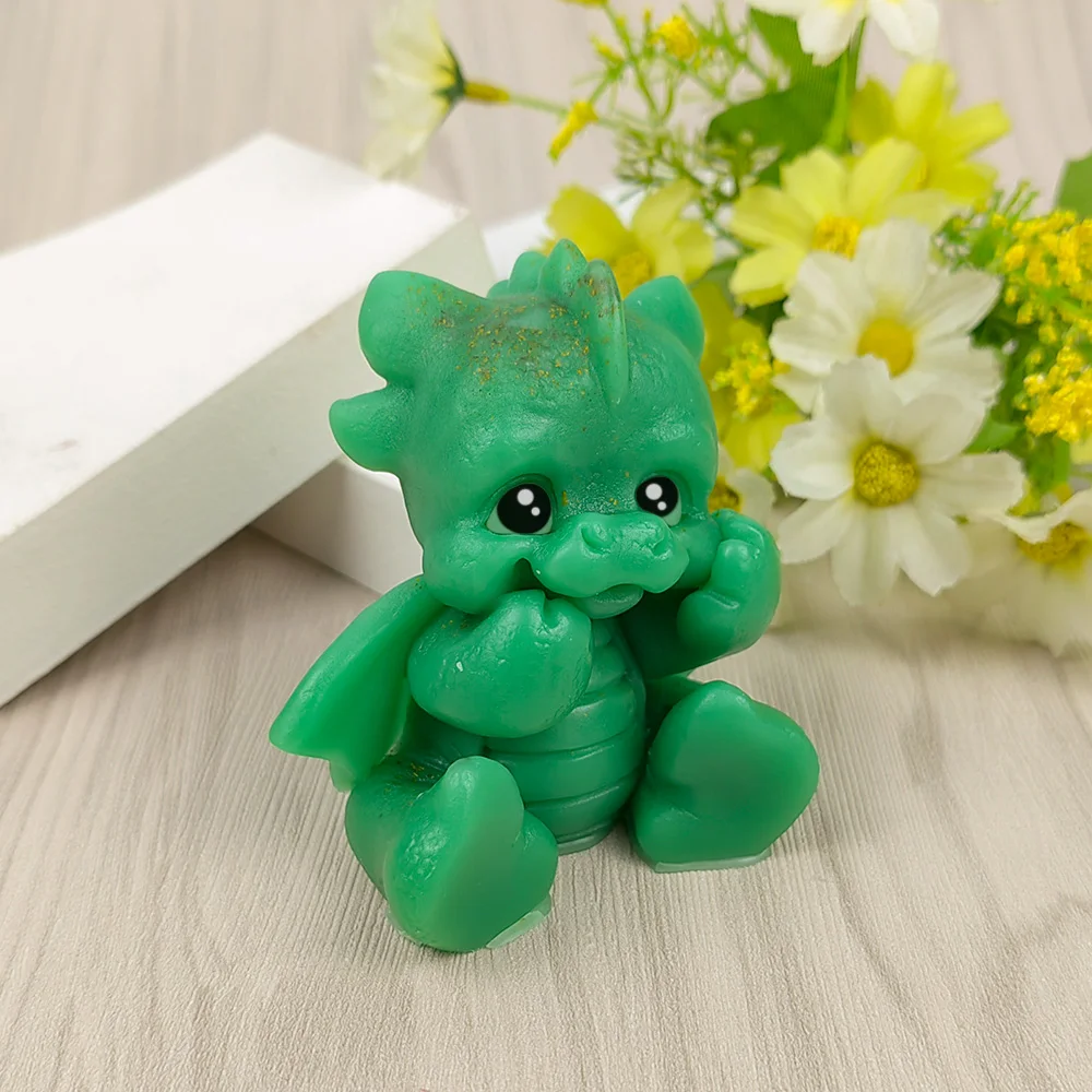 

Animals Cute Little Dragon Baby Candle Mold 3D Dinosaur Moulds Soap Molds Silicone Wedding Birthday Valentine's Day Clay DW0504