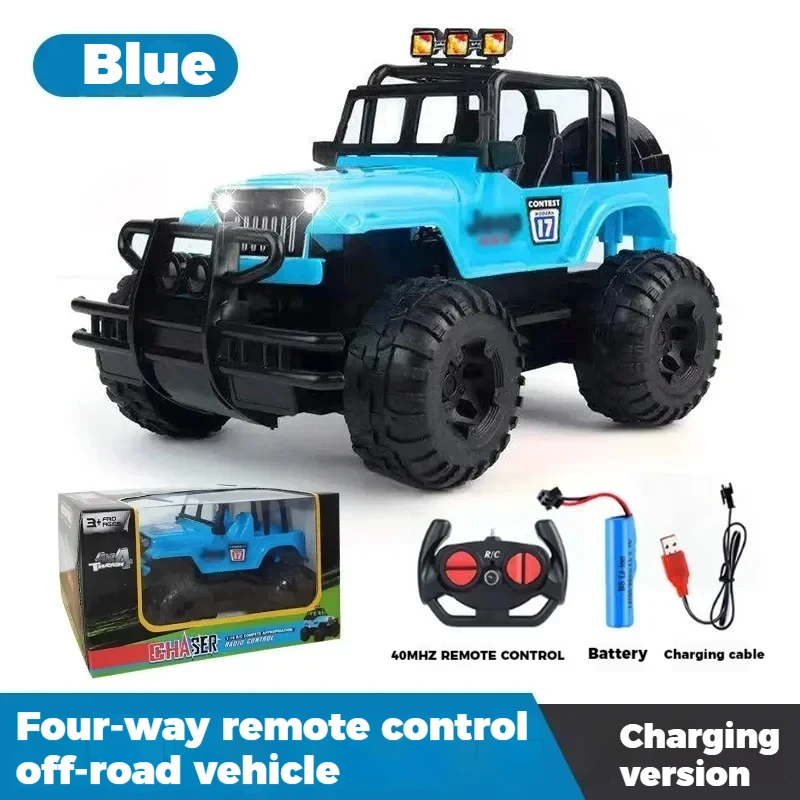 Voiture électrique télécommandée RC avec lumière LED aste pour enfants, tout-terrain, plastique, camion 4 roues motrices, jouet de simulation, dérive, cascade, cadeau