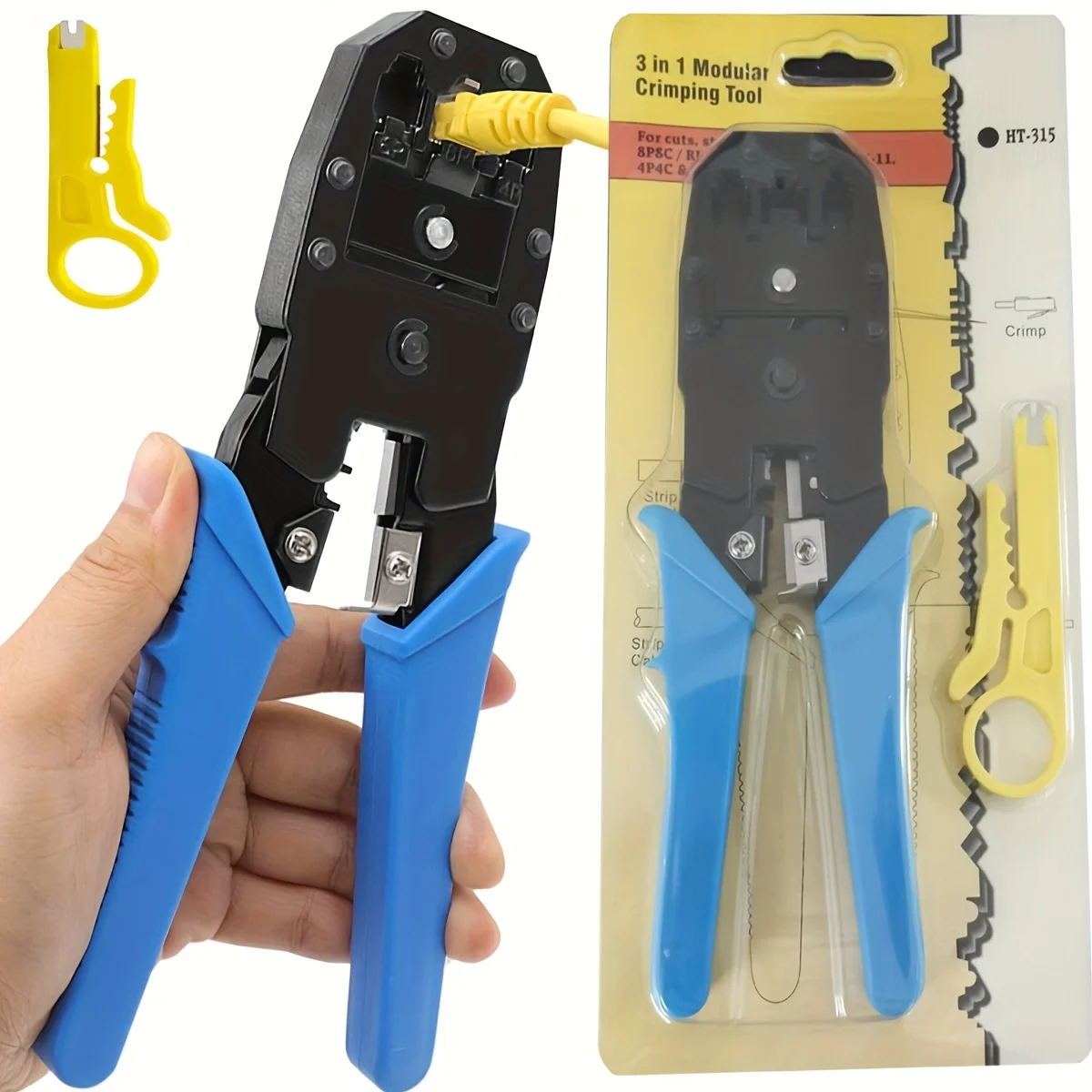 Network Crimper - Connector Crimper Pliers, for Network and TelephoneCables,Ethernet Crimping Hand Tools, Network Cable Tester