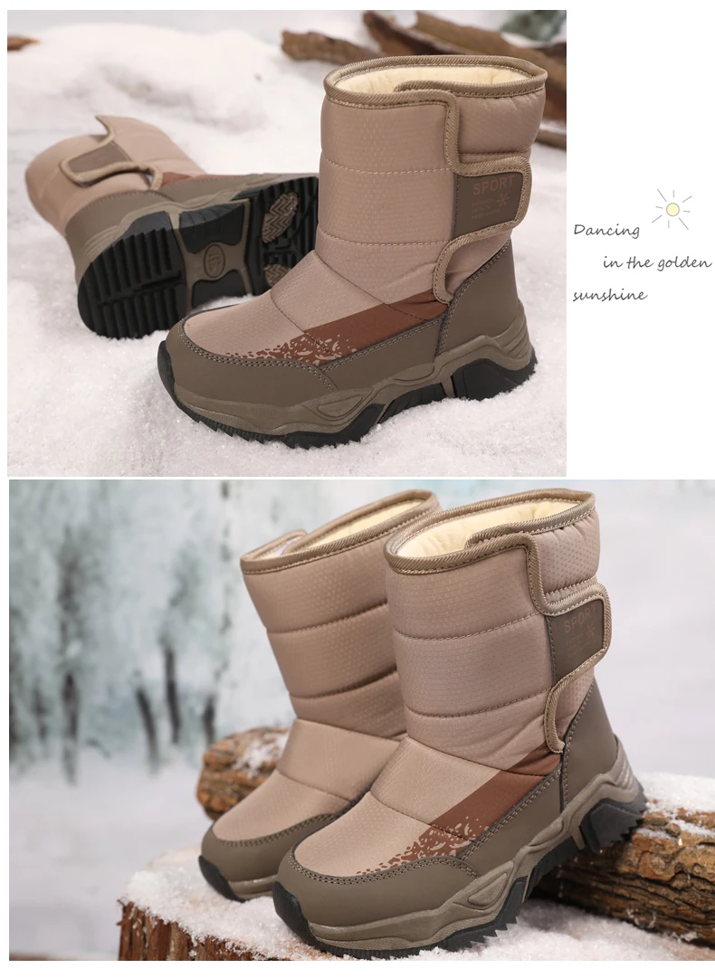 Kinder-Schneestiefel Winter High-Top Kinderschuhe mit Klettverschluss Baumwollschuhe für Schüler Outdoor Bequeme Rutschfeste Stiefel mit Dicker Sohle – Detail 20