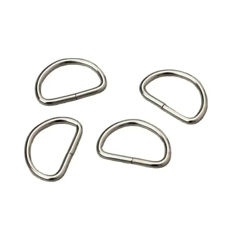 20/100pcs Silver D-Shaped D-Rings Metal Hardware for DIY Clothing Multi-Size Buckles for Bags Belts Leather Crafts