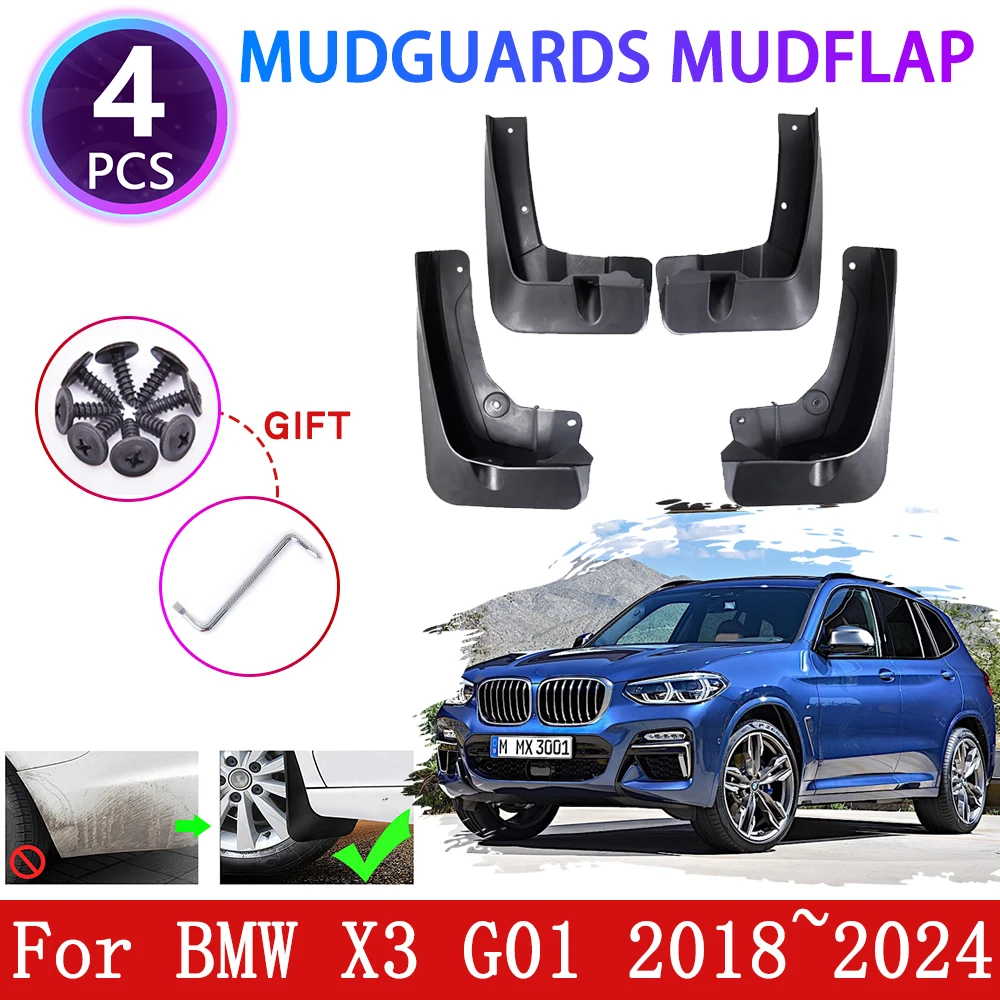 

Для BMW X3 G01 Аксессуары 2018 ~ 2023 2024 Автомобильные брызговики на передние и задние колеса, брызговики на крыло, брызговики, брызговик, крышка