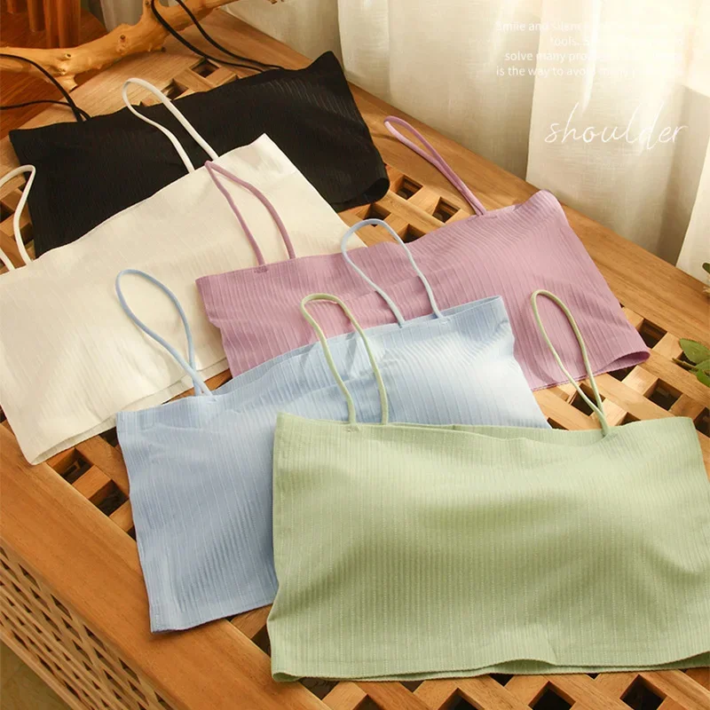 حمالة صدر غير مرئية حمالات الصدر النساء رفع الملابس الداخلية الحرير الجليد سلس كلمة الرافعة الإناث أسود أبيض أنبوب علوي Bralette الدبابات