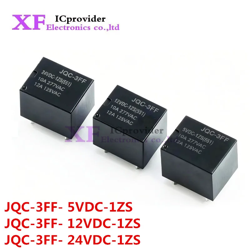 New Original 5Pcs 10A 12A DC Relays HF3FF-JQC-3FF- 5VDC-1ZS 12VDC-1ZS 24VDC-1ZS(551) 5 Pin HF- JQC-3FF- 5V 12V 24V ICprovider