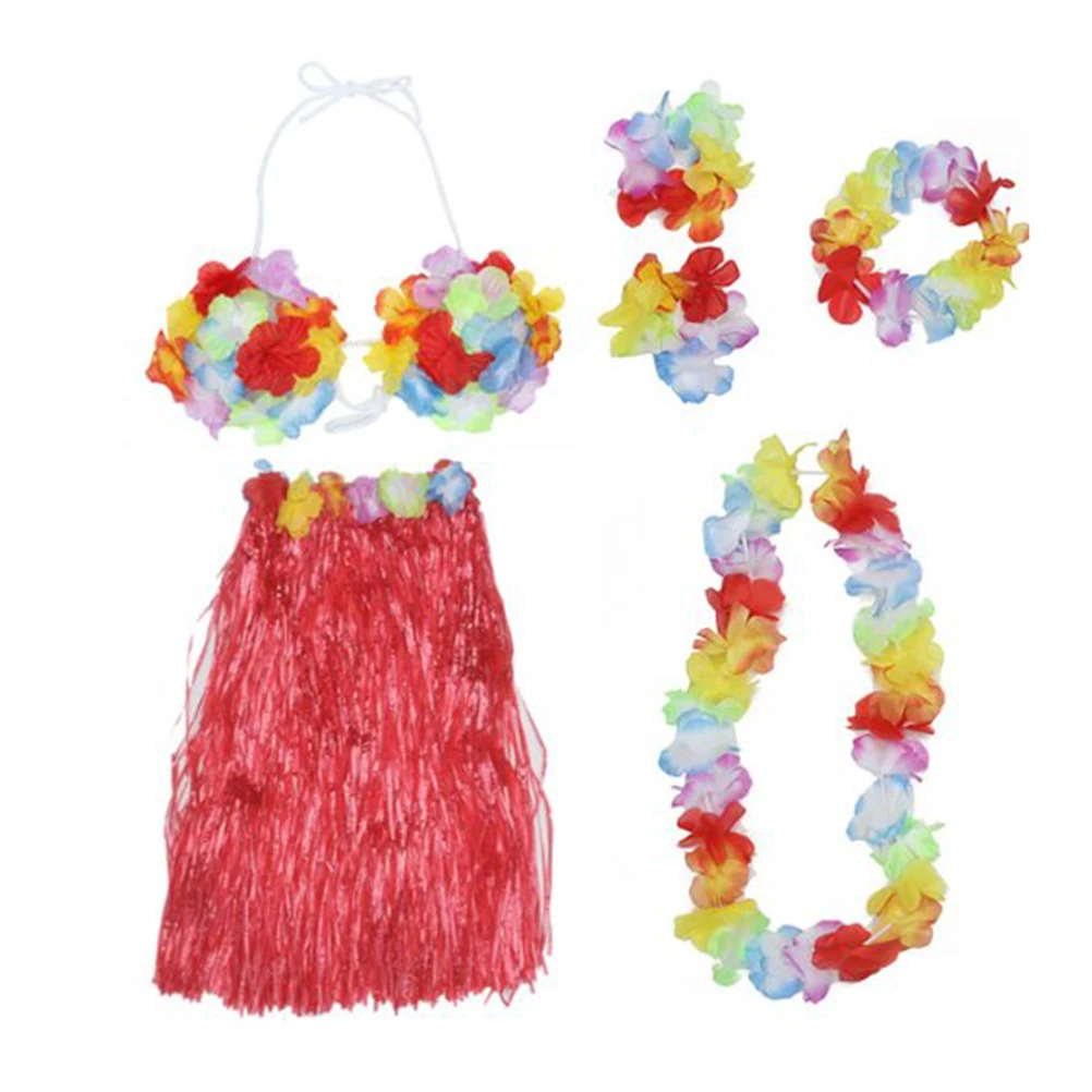 

40 Cm Grass Skirt Suit Hawaiian Luau Costume Accessories Hula Skirts Beach Costumes Outfits