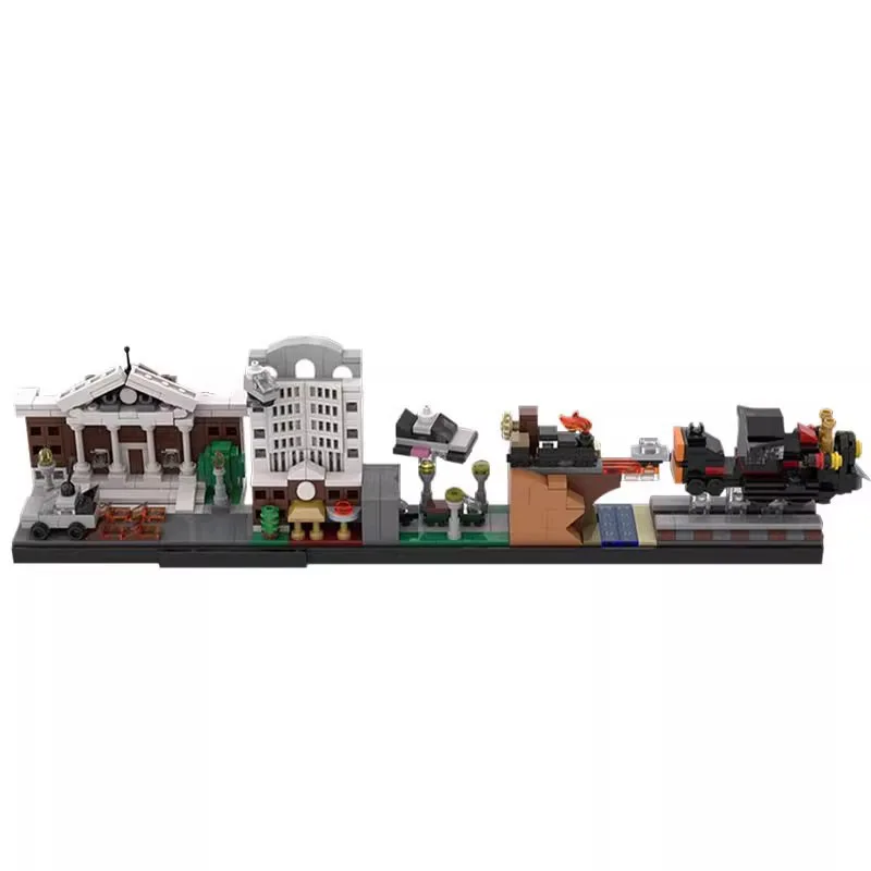 MOC Creative City Architecture Returns to the Future Skyline Building Blocks Model Adult Puzzle Assembly Toys Birthday Ornament