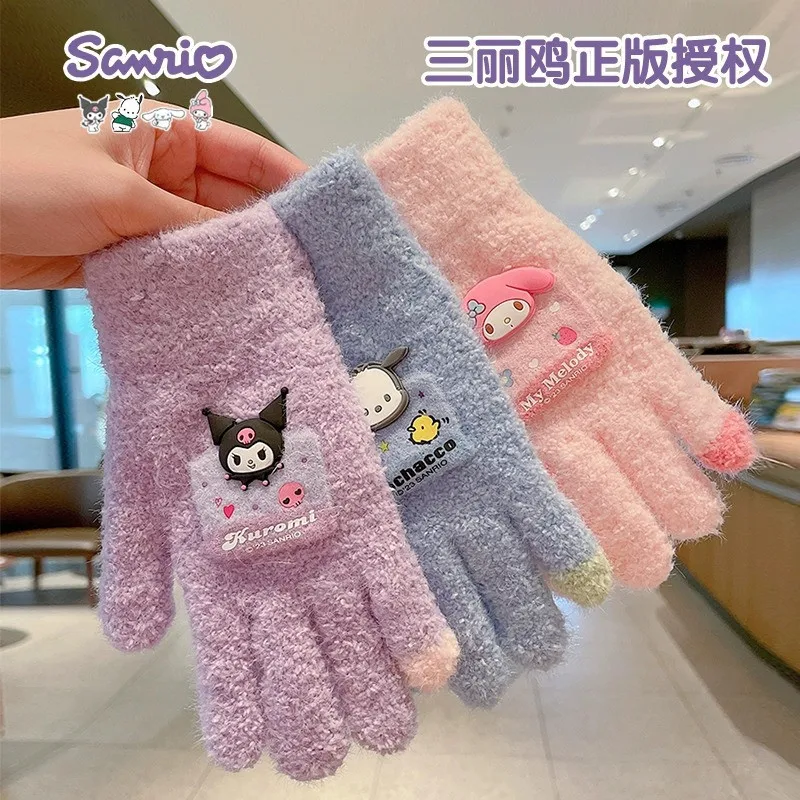 

Sanrio Kuromi Children's Gloves My Melody Winter Warm Split Finger 2024 New Padded and Thickened Protect Against Cold 4-12years