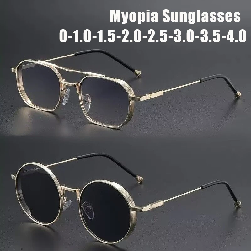 

Fashion Square Frame UV-Protective Myopia Glasses Men's Metal Double-Bridge Driving Glasses Outdoor UV400 Shades Eyewear