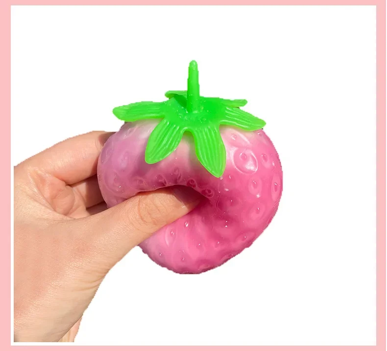 Simulated Color-changing Strawberry Squishy Kids Anti Stress Relief Ball Fidget Decompression Toys for Children Sensory Autism