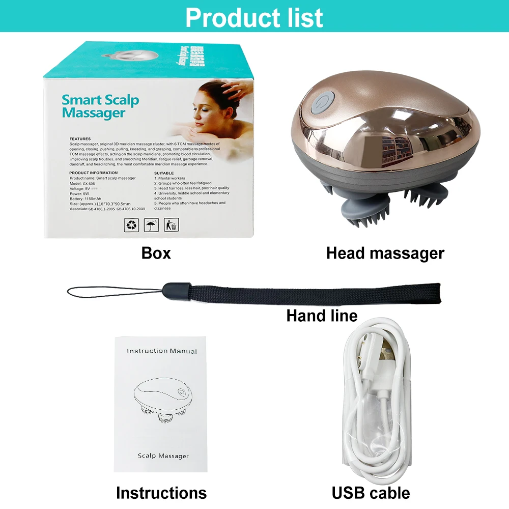Portable Handheld Rechargeable Electric Red Light Scalp Massager Deep Spa Tool for Scalp Care Body Massage Stress Relief Relax - view 6