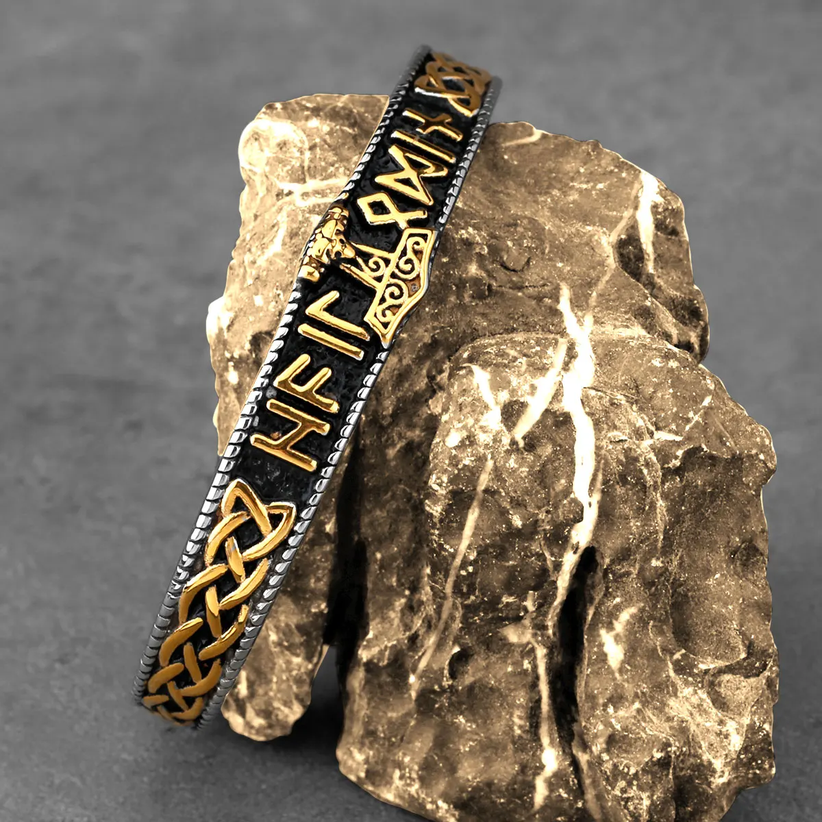 الفولاذ المقاوم للصدأ فايكنغ ثور المطرقة رون سوار الشمال الرجال خمر سلتيك عقدة شارة الهيب هوب مجوهرات بسيطة هدية