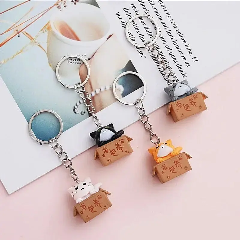 Lovely Cartoon Cat Keychains Lucky Fortune Carton Kitten Toy Keyring Pet Pendant Backpack Accessories For Women Men Couple Gift image 5