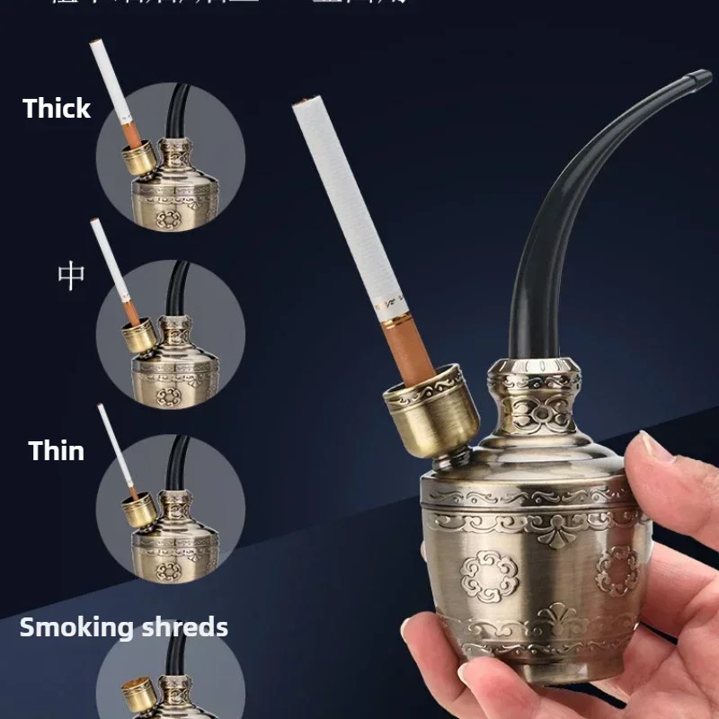 Creative Bronze Hookah Pipe Hookah Pipe Holder Portable Hookah Filter Smoke Metal Pipe Healthy Water Circulation Filter Tar Gift