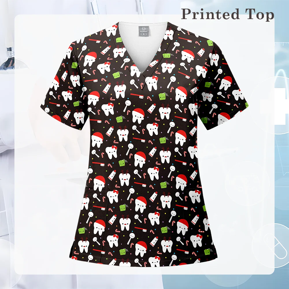 Fashionable S-XXL Pet Grooming Doctor Work Clothes Scrubs Workwear Men and Women Uniforms Wholesale Printing  Tops Shirts